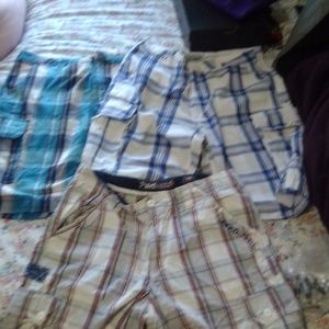 Men plaid shorts 34x34 blue red grey white